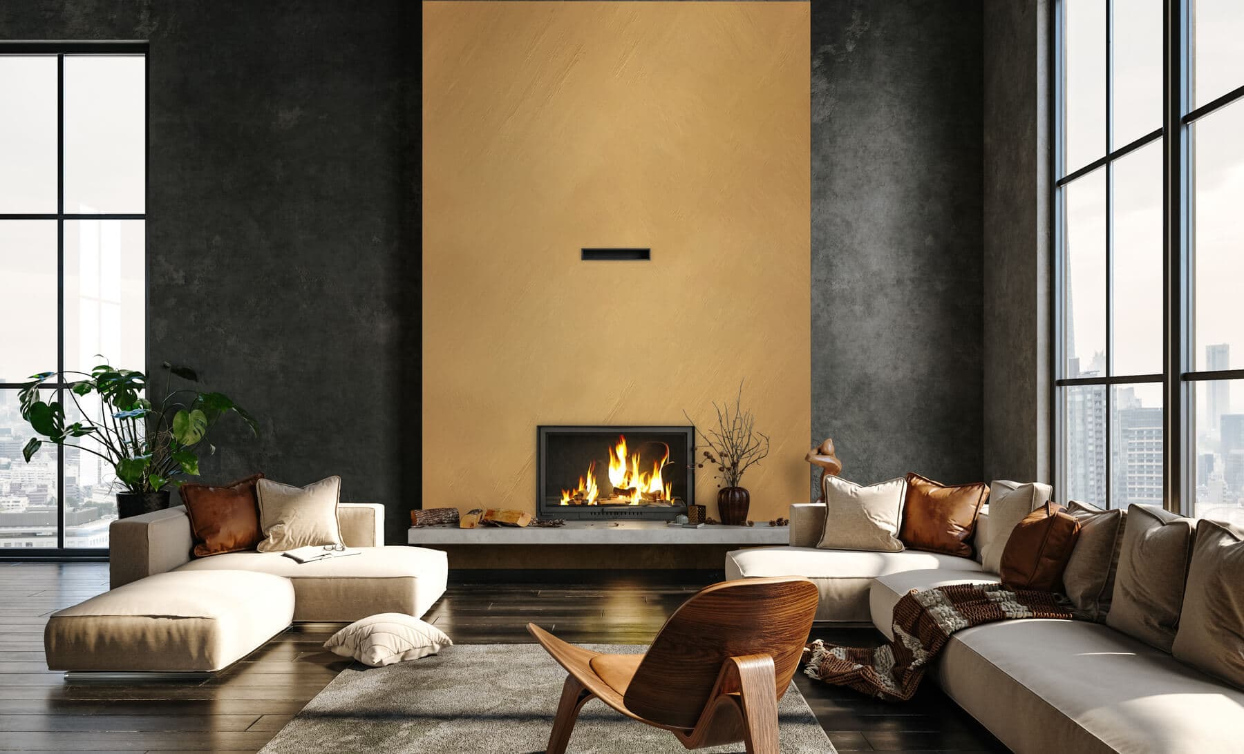 Wall finished with Metallic Relief — Fox Dekorator decorative effect